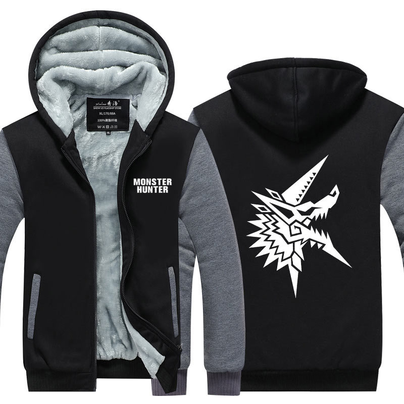 Monster Hunter Dragon Hoodie Jacket Coat Winter Fleece Thick Warm Sweatshirts Long Sleeve Plus Size 1 - Monster Hunter Plush