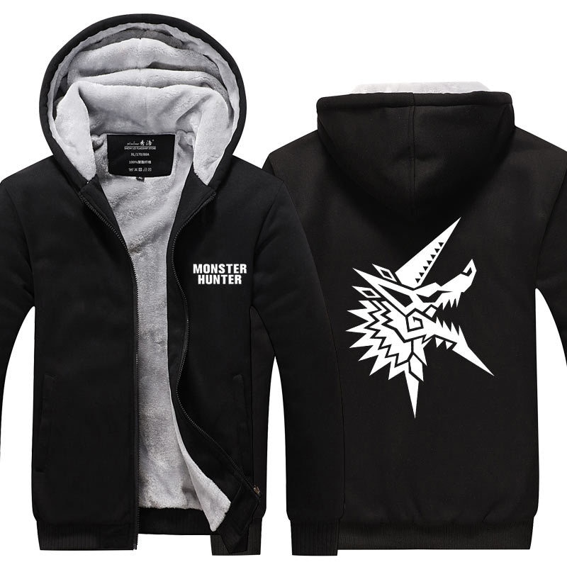 Monster Hunter Dragon Hoodie Jacket Coat Winter Fleece Thick Warm Sweatshirts Long Sleeve Plus Size - Monster Hunter Plush